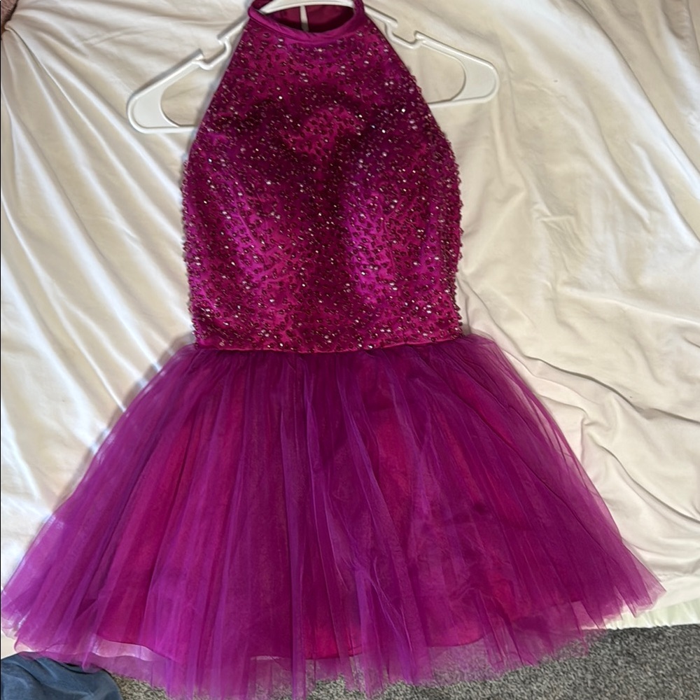 Sparkling Fuchsia Halter Dress